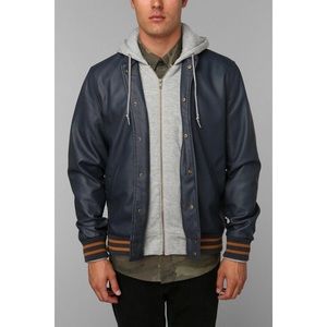 Men's OBEY varsity leather jacket in size Large